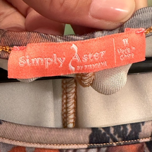 865. Simply Aster by Firmiana 3/4 sleeve Brown & slate Tunic dress 1X - Picture 7 of 8